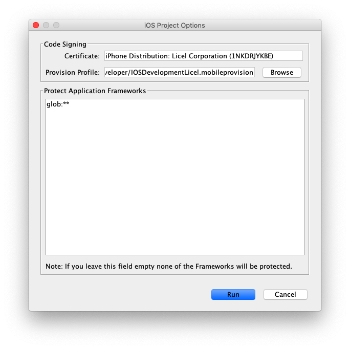 DexProtector iOS IPA Protection Settings